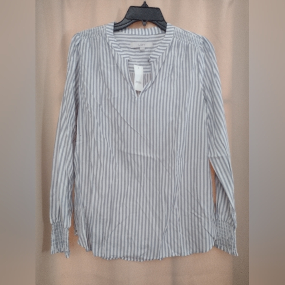 LOFT Blue and White Long Sleeve Tunic